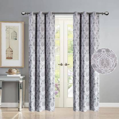 Jayanita Exports 213 cm (7 ft) Polyester Semi Transparent Window Curtain (Pack Of 2)