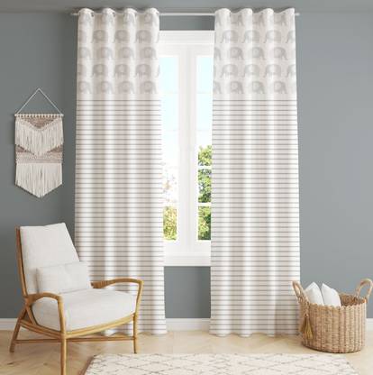 Cotonex 274 cm (9 ft) Cotton Room Darkening Long Door Curtain (Pack Of 2)