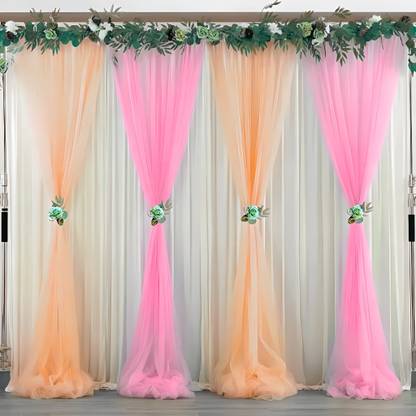 Castle 200 cm (7 ft) Polyester Semi Transparent Window Curtain (Pack Of 4)