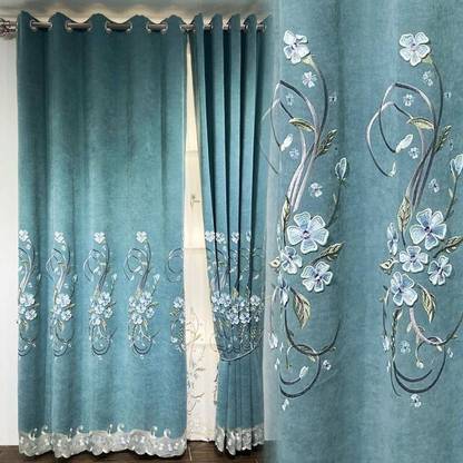 Tample Fab 154 cm (5 ft) Window Polyester Room Darkening Curtain (Pack Of 2)