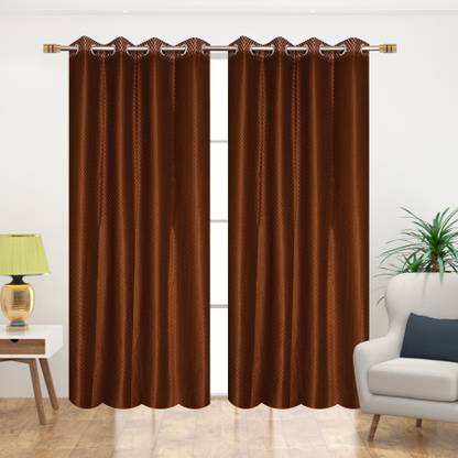 WO FLORA 275 cm (9 ft) Net Semi Transparent Long Door Curtain (Pack Of 2)