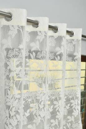 RAJALWAL 152 cm (5 ft) Window Net Transparent Curtain (Pack Of 2)