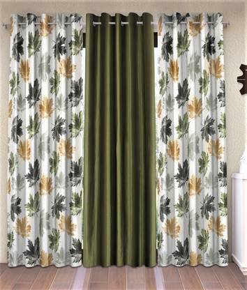 Home Sizzler 274 cm (9 ft) Polyester Semi Transparent Long Door Curtain (Pack Of 3)