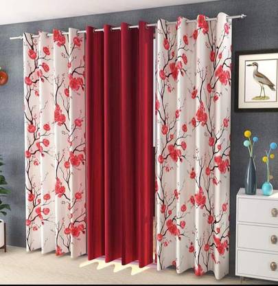 WEAVERS CITY PANIPAT 152 cm (5 ft) Polyester Semi Transparent Window Curtain (Pack Of 3)