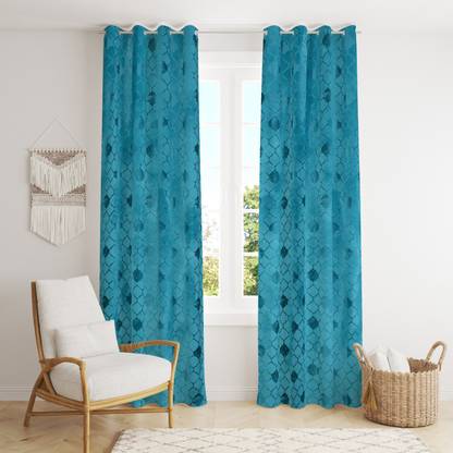 Panipat Textile Hub 274 cm (9 ft) Velvet Room Darkening Long Door Curtain (Pack Of 2)