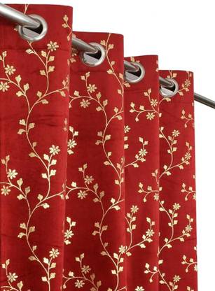 Galaxy Drape 274 cm (9 ft) Long Door Velvet Room Darkening Curtain (Pack Of 2)