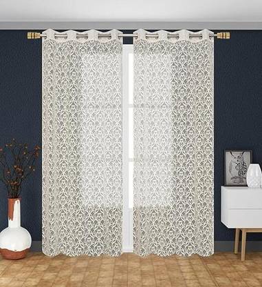 RAJALWAL 213 cm (7 ft) Door Net Transparent Curtain (Pack Of 2)