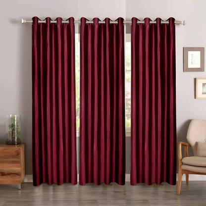 Kanodia Poly Fab 213 cm (7 ft) Door Polyester Semi Transparent Curtain (Pack Of 3)