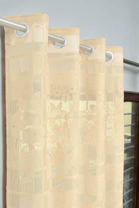 Panipat Textile Hub 150 cm (5 ft) Net Semi Transparent Window Curtain (Pack Of 2)