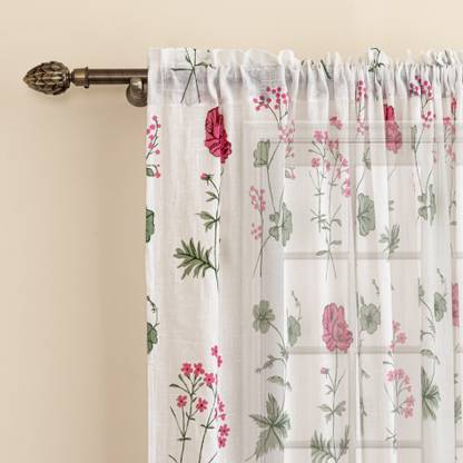 HOMEMONDE 182 cm (6 ft) Cotton Transparent Window Curtain (Pack Of 2)