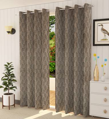 Lucacci 274 cm (9 ft) Velvet Room Darkening Long Door Curtain (Pack Of 2)