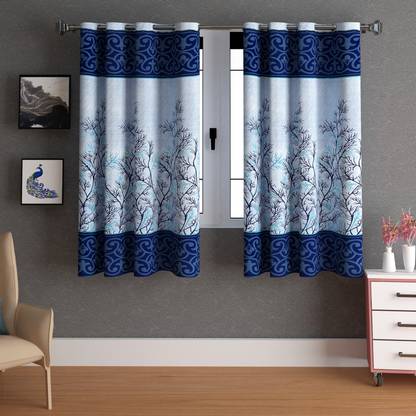 LA VERNE 153 cm (5 ft) Polyester Semi Transparent Window Curtain (Pack Of 2)