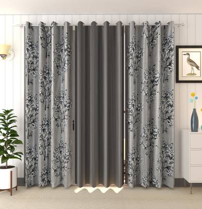 Panipat Textile Hub 274 cm (9 ft) Polyester Room Darkening Long Door Curtain (Pack Of 3)