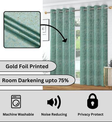 RED RIBBON DECOR 152.4 cm (5 ft) Velvet Room Darkening Window Curtain (Pack Of 2)