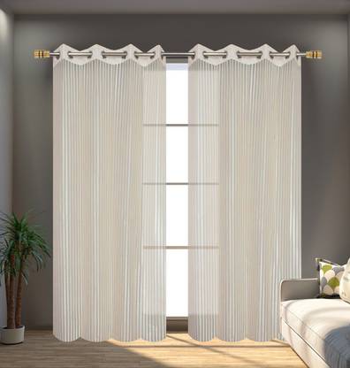 Homefab India 213.36 cm (7 ft) Tissue Transparent Door Curtain (Pack Of 2)