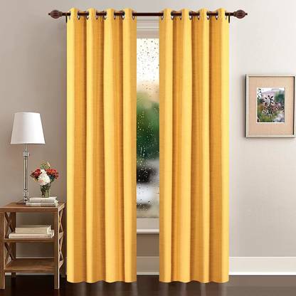 Jayanita Exports 274.32 cm (9 ft) Polyester Semi Transparent Window Curtain (Pack Of 2)