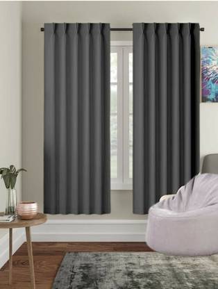 villey drapes 213.8 cm (7 ft) Polyester Blackout Window Curtain (Pack Of 2)