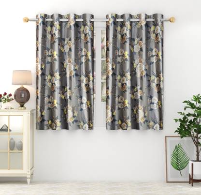 Homefab India 152.4 cm (5 ft) Polyester Room Darkening Window Curtain (Pack Of 2)