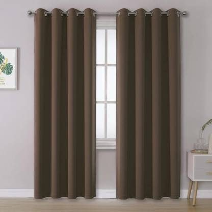 Home Stylish 152 cm (5 ft) Silk Blackout Window Curtain (Pack Of 2)