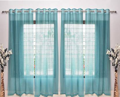 Panipat Textile Hub 274 cm (9 ft) Tissue Semi Transparent Long Door Curtain (Pack Of 4)