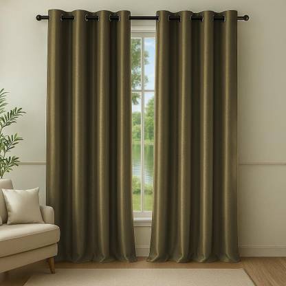 LINENWALAS 304.8 cm (10 ft) Polyester Blackout Long Door Curtain (Pack Of 2)