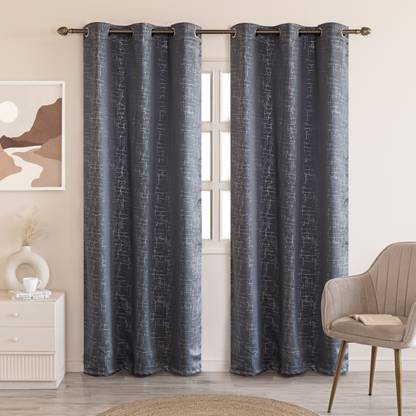 HOMEMONDE 213.36 cm (7 ft) Polyester Blackout Door Curtain (Pack Of 2)