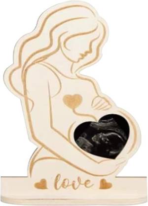 Curious Button Set of 1 Heart Ultrasound Picture Frames, Baby Sonogram Picture Frame Wooden Cut-outs