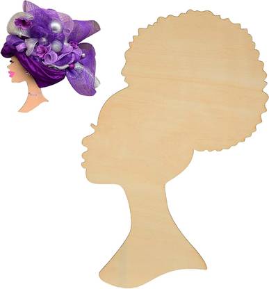 CURIOUS Button Unfinished Wooden Head Silhouette Cutout for Craft DIY Project (Design 3) Wooden Cut-outs