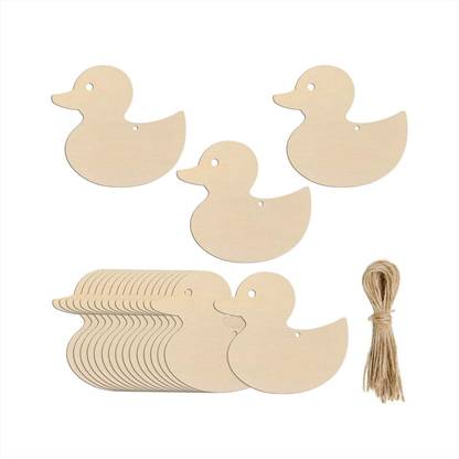 CLITHS Cliths 20pcs Wooden Duck Cutouts DIY Crafts Embellishments Duck Shape Wooden Cut-outs
