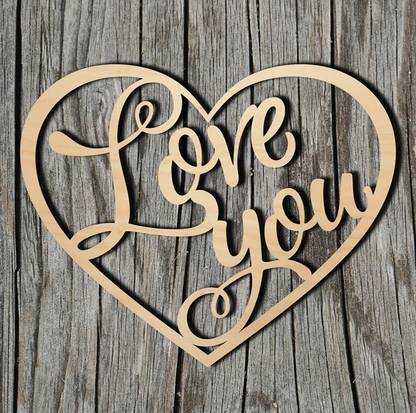 CURIOUS Set of 10 pcs Love You Laser Cut Unfinished Wood Cutout Shapes Wooden Cut-outs