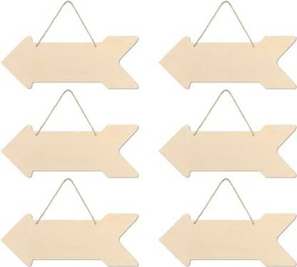 CLITHS Arrow Wood Signs Blank Wooden Plaque Arrow Shape Hanging Signs with Ropes Wooden Cut-outs