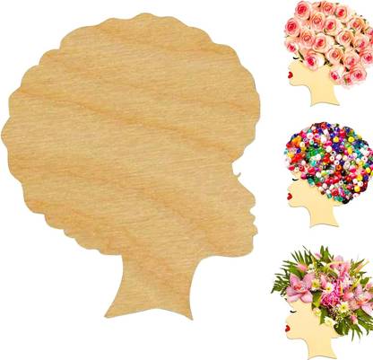 CURIOUS Button Unfinished Wooden Head Silhouette Cutout for Craft DIY Project (Design 1) Wooden Cut-outs