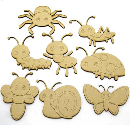 CLITHS Cliths Set of 8 Wooden Butterfly Bug Cutout Craft, Wooden Cut-outs