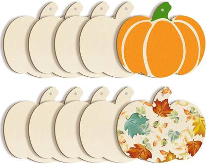 CURIOUS Button Unfinished Wooden Pumpkin New Style Hanging Ornament for DIY Home Decor Wooden Cut-outs