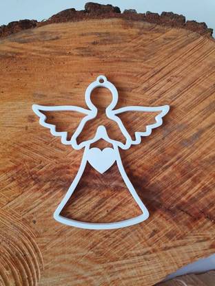 Haoser Set of 5 pcs White Acrylic Angel Ornament, Acrylic Christmas Ornament, Acrylic Ceramic Cut-outs