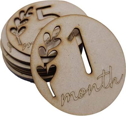 Haoser Wooden Monthly Milestone Discs for Baby Photos/Baby Milestone Cards Wooden Cut-outs