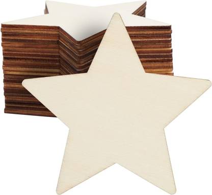 AmericanElm 12 Pack 3 Inch Wooden Star Shapes, Large Patriotic Wood Star Cutouts Bulk