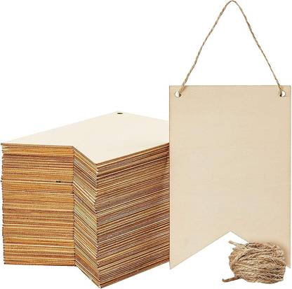 American-Elm 24 Pcs Unfinished Blank Wood Signs for DIY Crafts, Painting Wooden Cut-outs