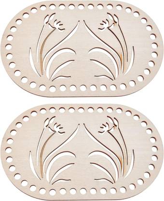 American-Elm Wooden Crochet Basket Bottom Oval MDF Crochet Base for DIY Knitting 6.3x3.9 IN Wooden Cut-outs