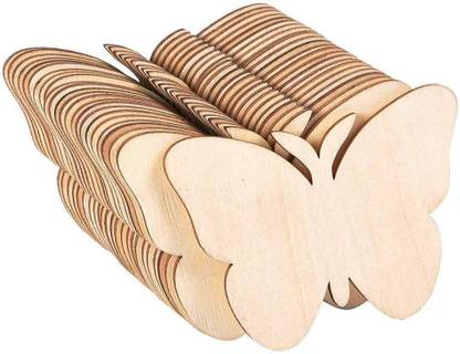 American-Elm 25 PCS Unfinished Wood Butterfly Cutouts Wooden Craft Shapes for DIY Projects Wooden Cut-outs