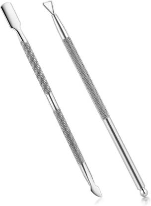 Gleevia Professional 2PC Cuticle Pusher and Nipper, Nail Polish Remover Stainless Steel Manicure Tool Dual Ended Cuticle Pusher