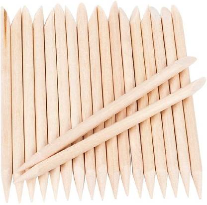 BM RETAIL 24 Pcs Orange Wood Stick for Cuticle Pusher Remover and Nail Art Dual Ended Cuticle Pusher