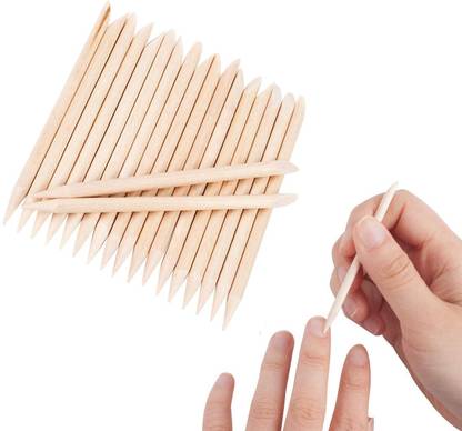 Gleevia Professional 50pc Orange Wooden Sticks Double Sided Multi Functional Cuticle Pusher Dual Ended Cuticle Pusher