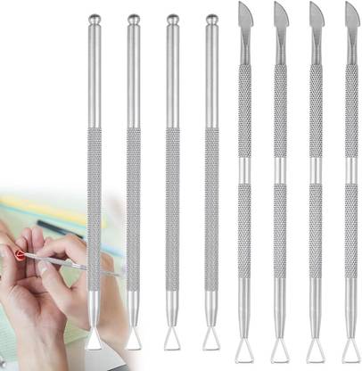 Gleevia Professional 8Pcs Stainless Steel Triangle Cuticle Pusher Double-head Nails Dead Skin Remover Dual Ended Cuticle Pusher