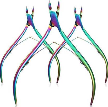 feelhigh 3 Packs Cuticle Trimmer Nail Clippers Manicure Tool for Fingernails No Cuticle Dual Ended Cuticle Pusher