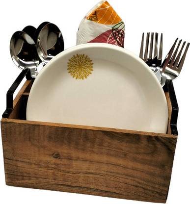 AppEasy Rotating Wooden Spoon Cutlery Holder, Cutlery Stand for Dining Table Wooden Cutlery Set