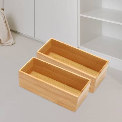 anko Rectangular Bamboo organiser Drawer- Medium & Narrow Storage Box
