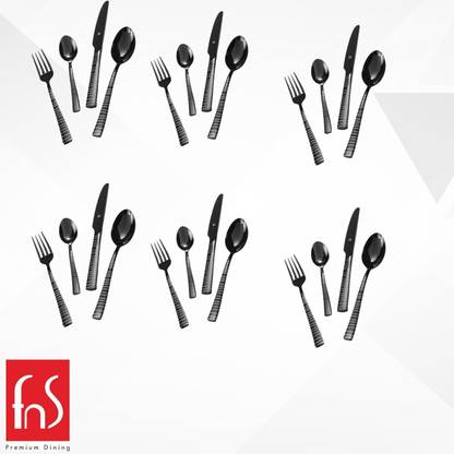 FnS Austin Black finish 24 Piece Stainless Steel Cutlery Set Stainless Steel Cutlery Set