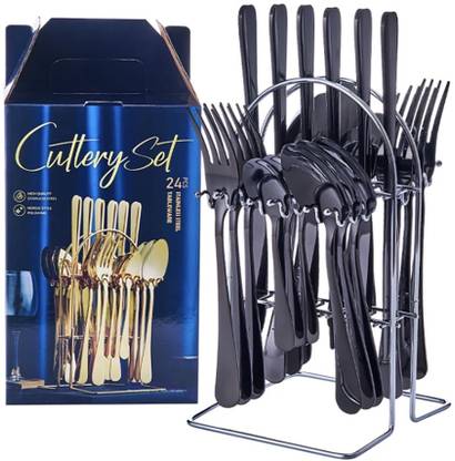 Merish Spoon Fork & Knife Set Cutlery Set with Stand Stainless Steel Cutlery Set