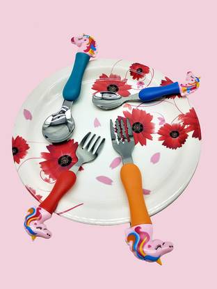 Aatisons Kids Cartoon shape Cutlery spoon set Pack of 1 Stainless Steel Cutlery Set